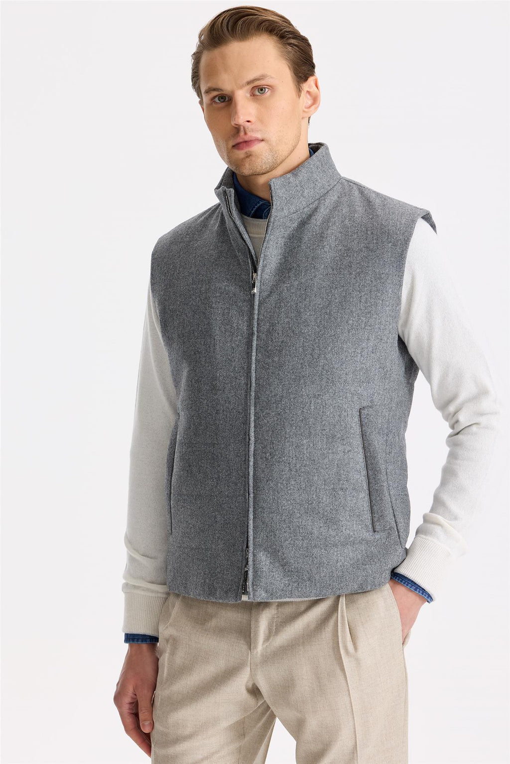 Gri Yün Yelek - Image 3