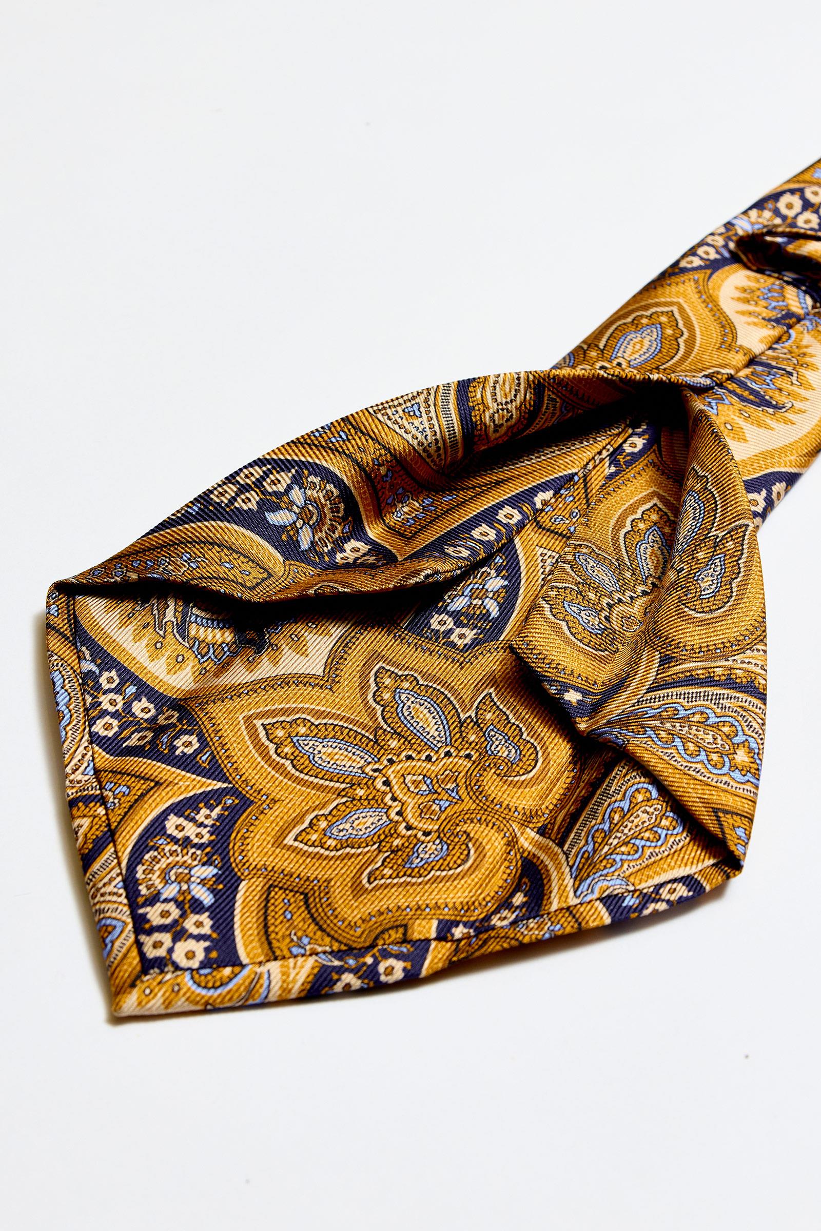 Hardal Lacivert 5 Fold İpek Kravat