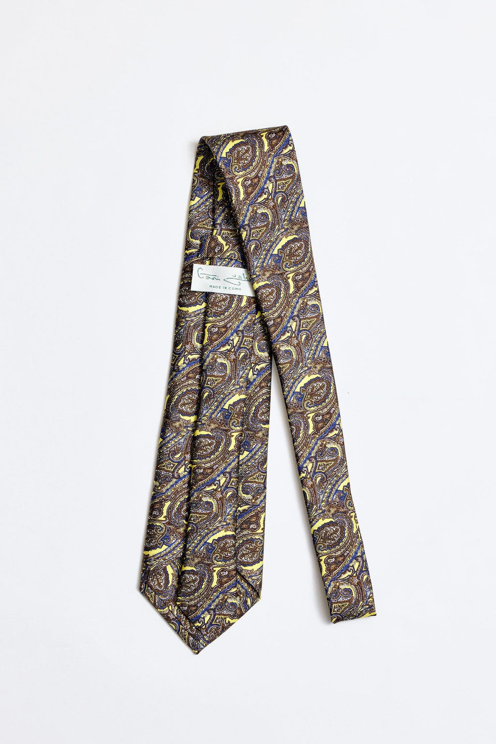 Kahve Sarı 5 Fold İpek Kravat