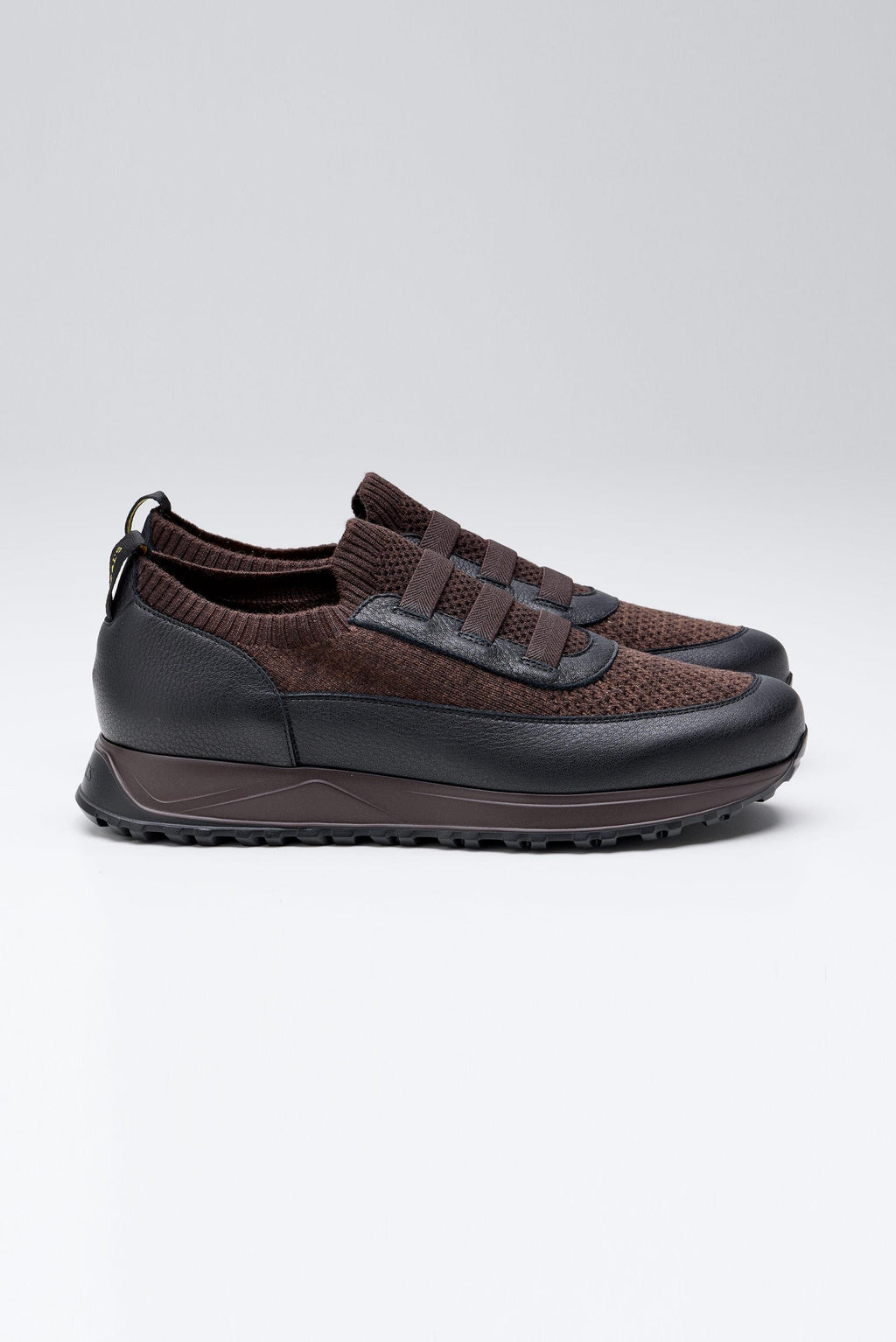 Kahverengi Bağcıksız Örgü Deri Sneaker - Image 1