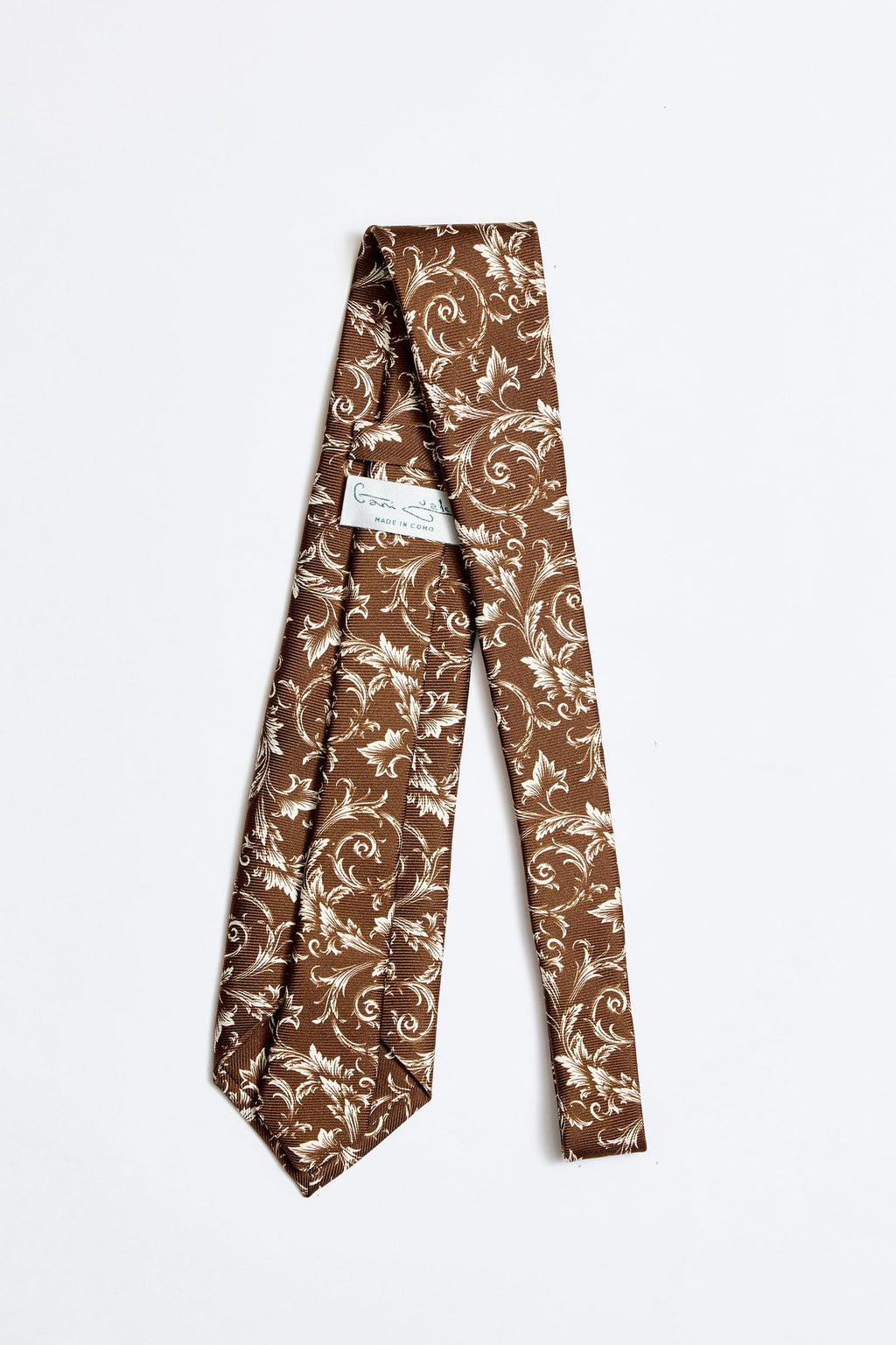 Kahverengi Beyaz 5 Fold İpek Kravat