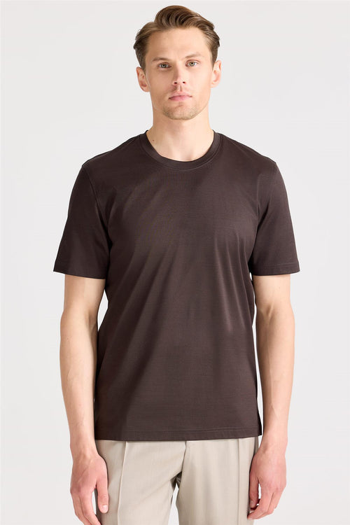 Kahverengi Filo Di Scozia Pamuk T-Shirt - Image 2