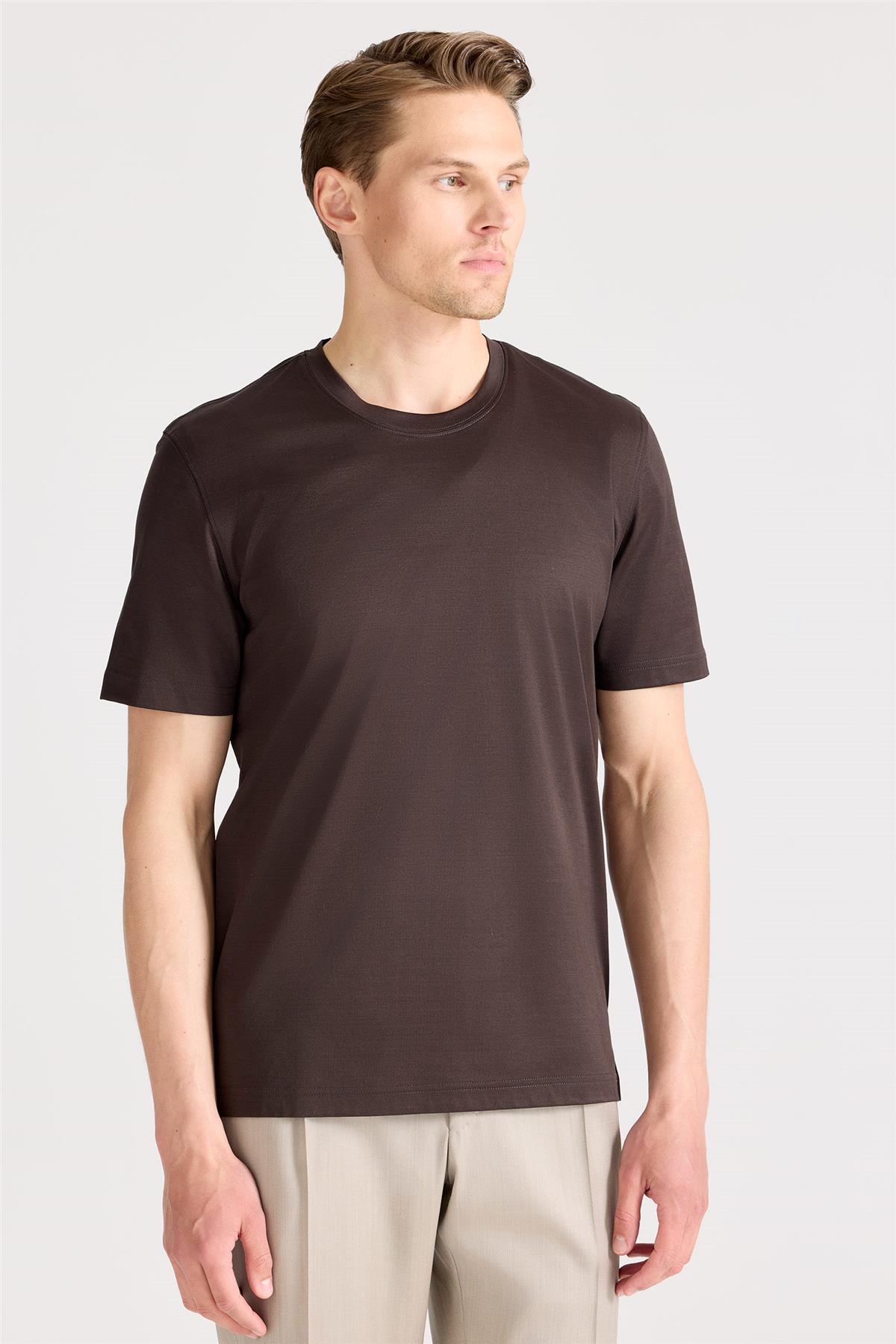 Kahverengi Filo Di Scozia Pamuk T-Shirt - Image 3