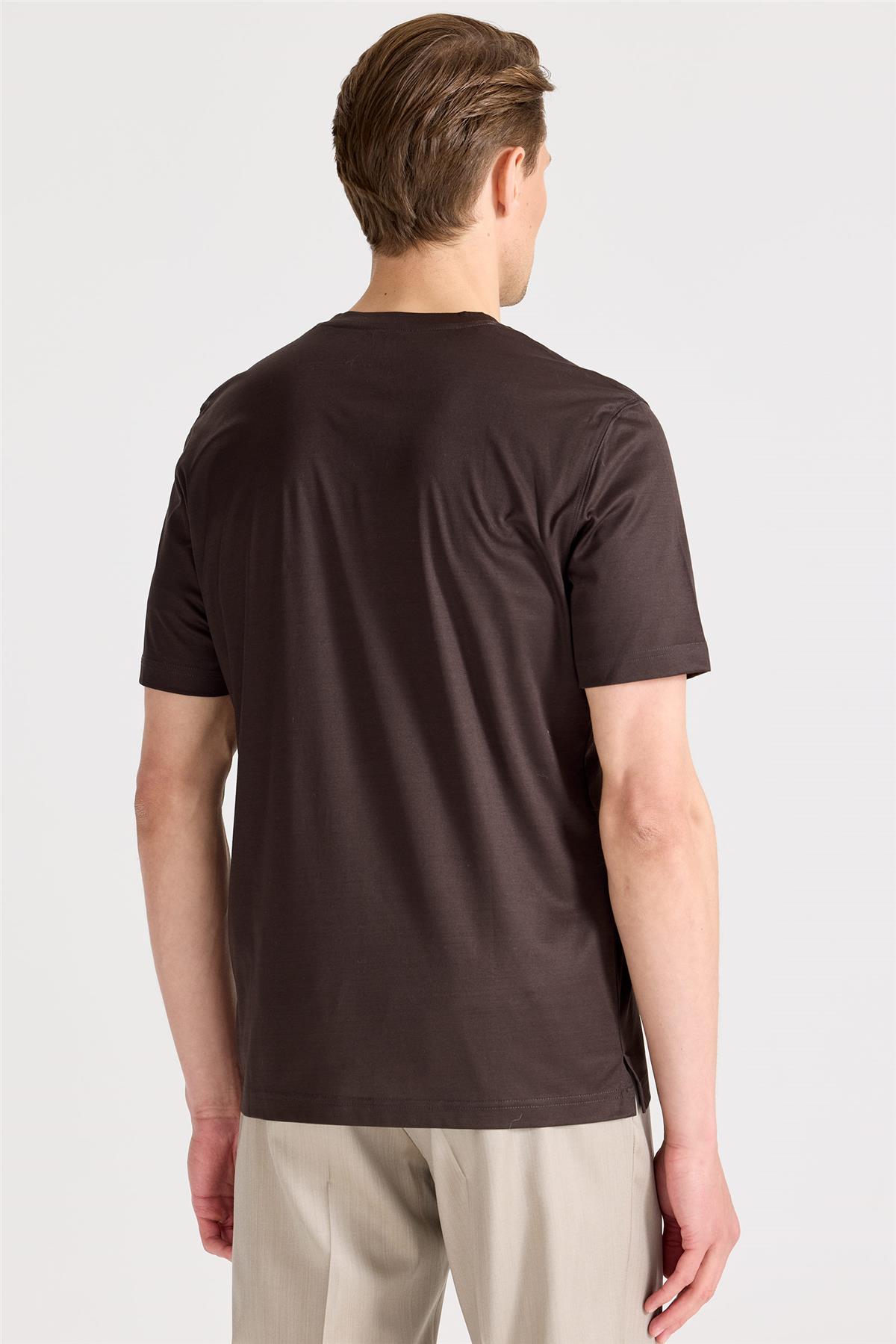 Kahverengi Filo Di Scozia Pamuk T-Shirt - Image 4