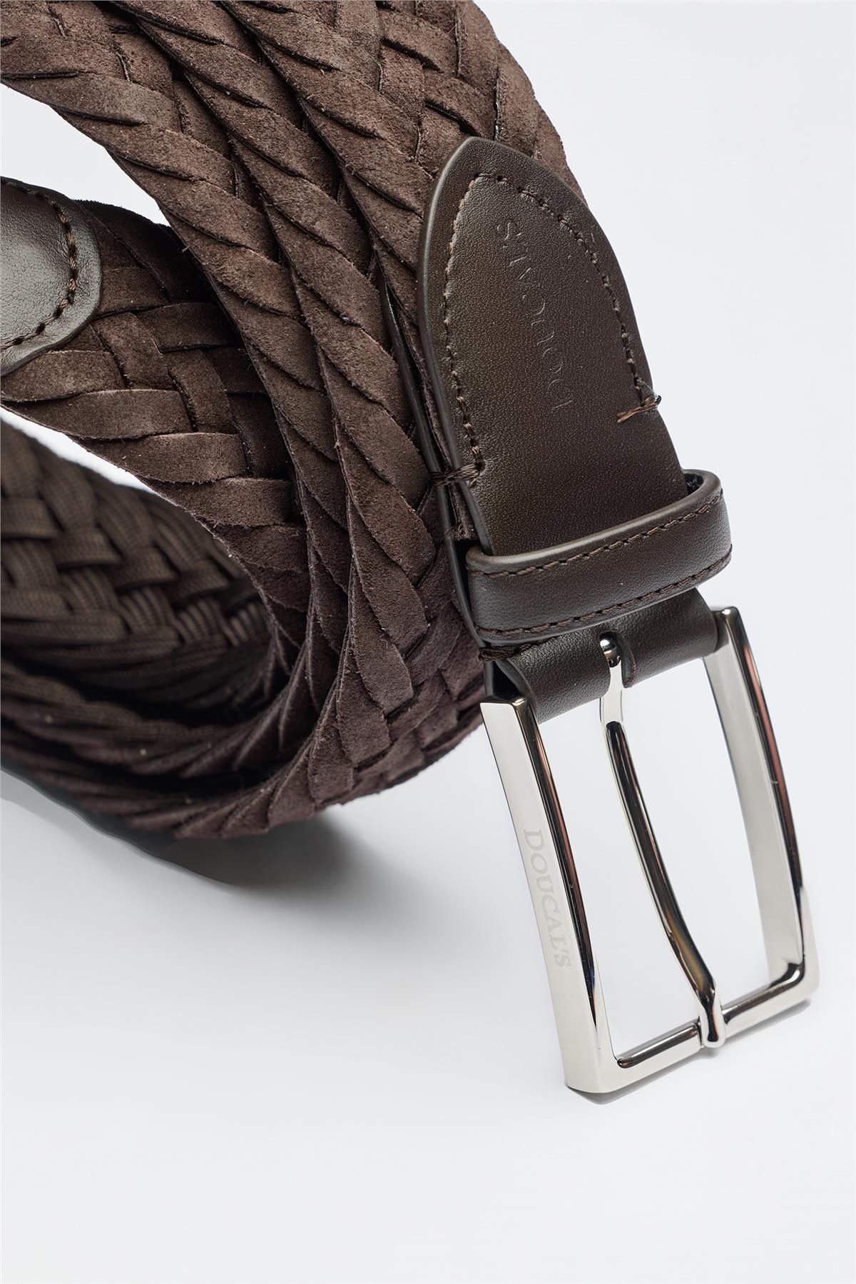 Kahverengi Örgü Süed Kemer