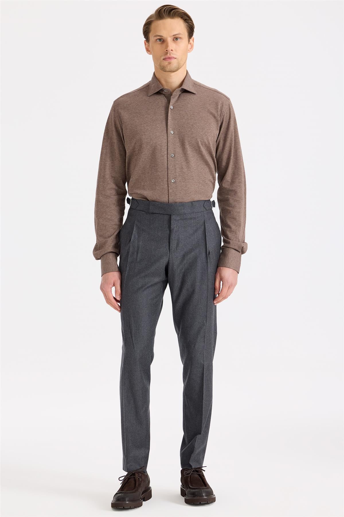 Kahverengi Pamuk Kaşmir Gömlek