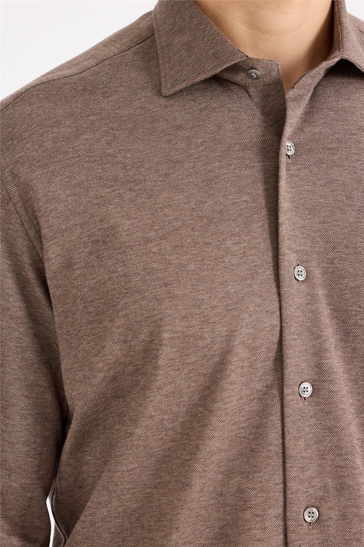 Kahverengi Pamuk Kaşmir Gömlek