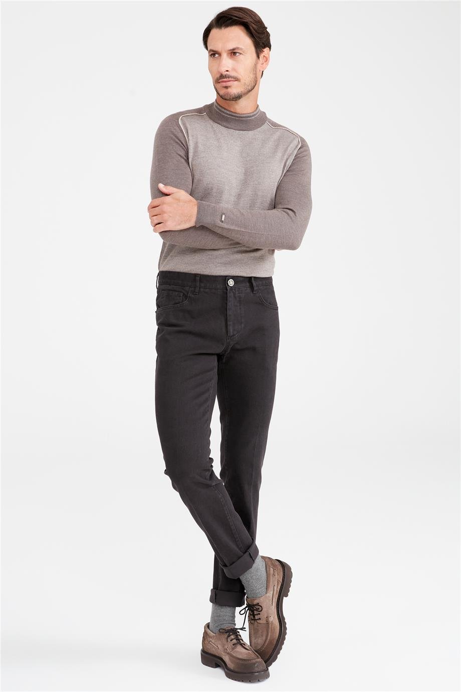 Kahverengi Pamuk Tencel Kanvas Pantolon - Image 2