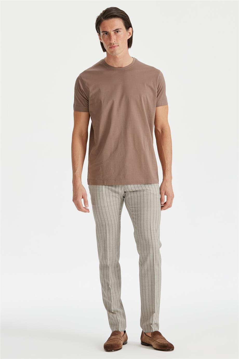 Kahverengi Sıfır Yaka T-Shirt - Image 2