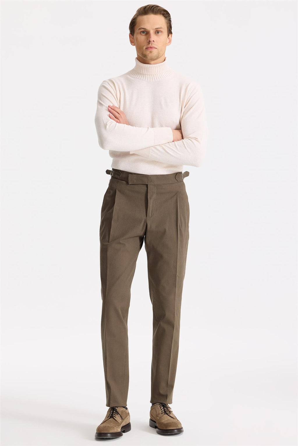 Kahverengi Tokalı Pamuk Pantolon - Image 2