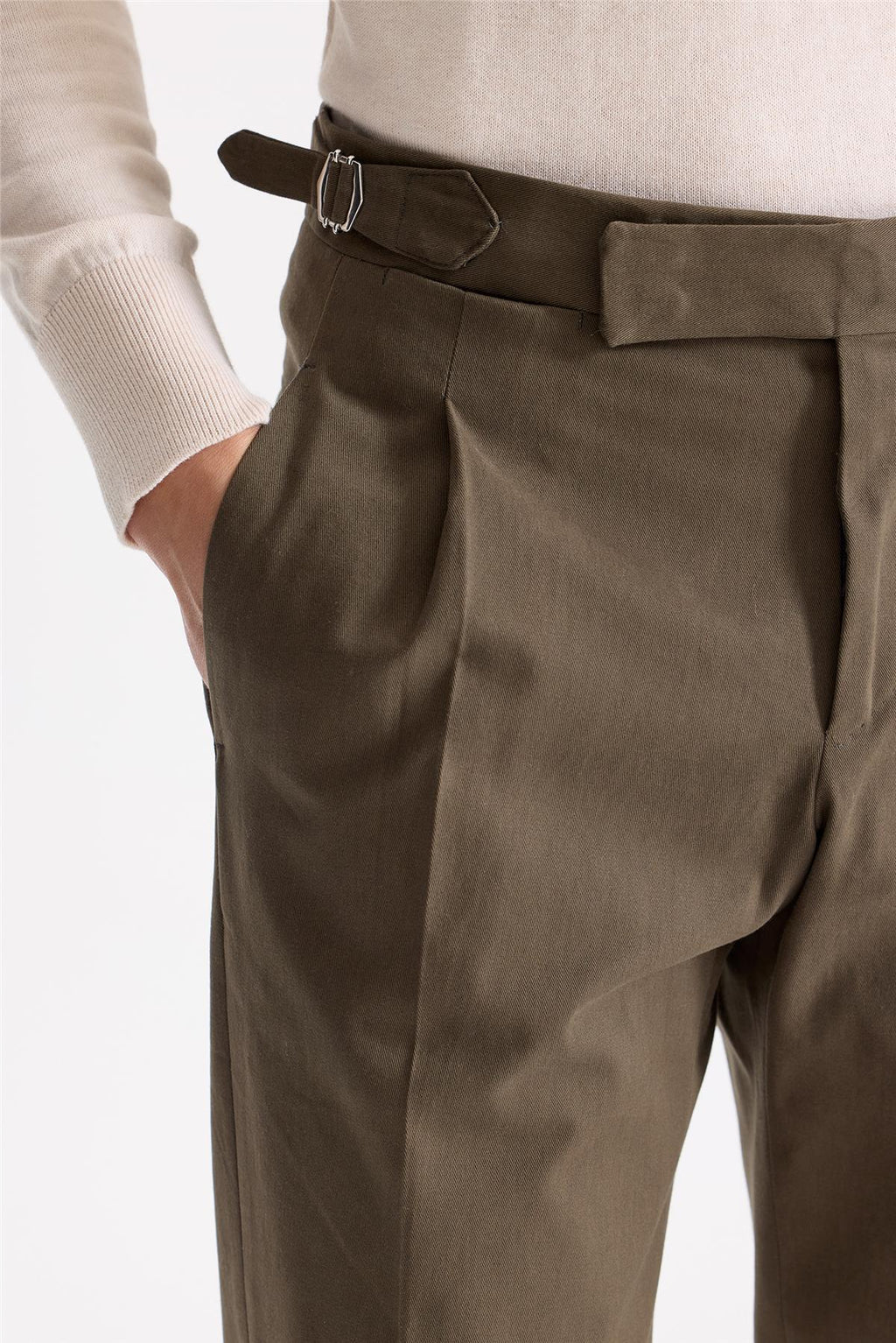 Kahverengi Tokalı Pamuk Pantolon - Image 4