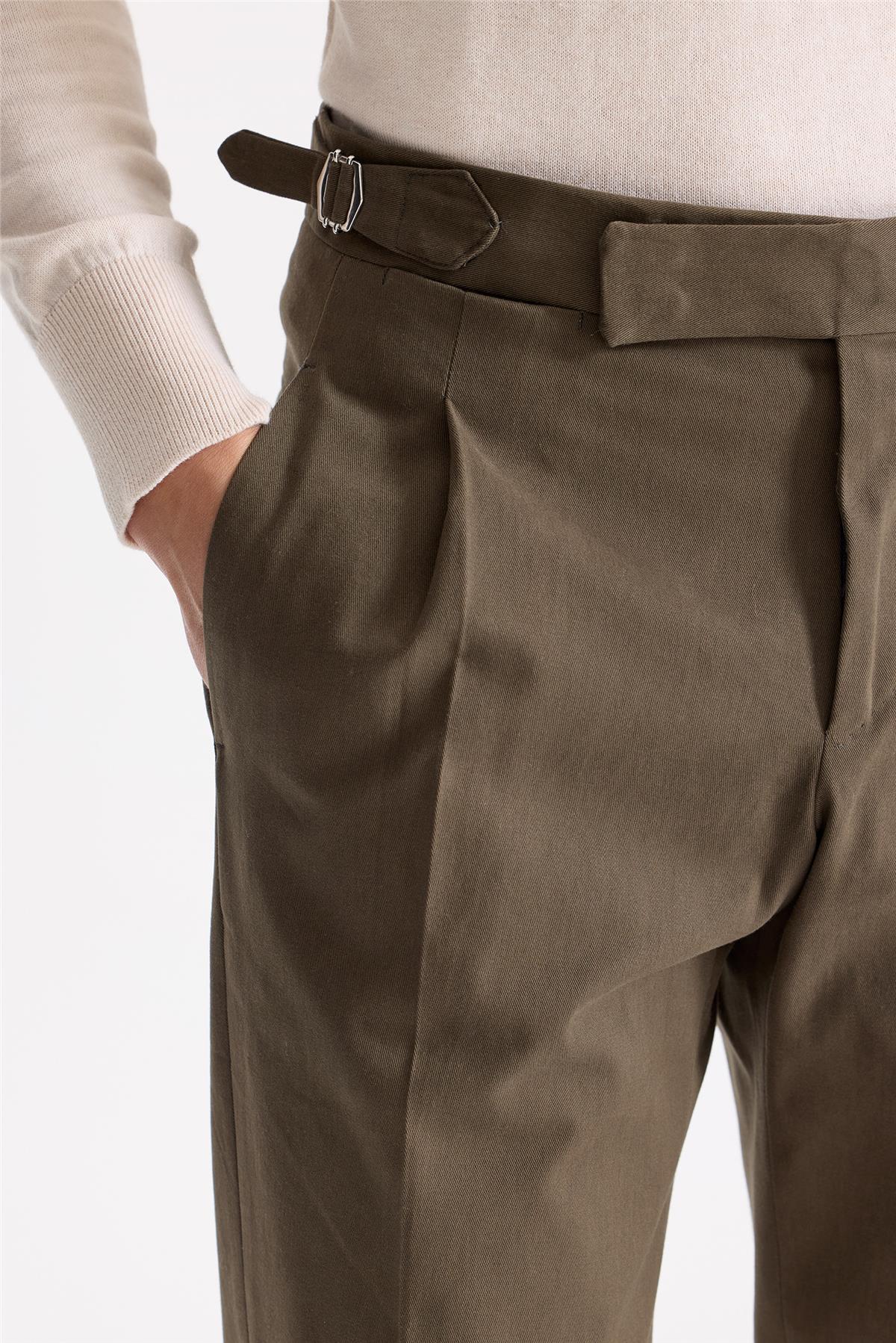 Kahverengi Tokalı Pamuk Pantolon - Image 4