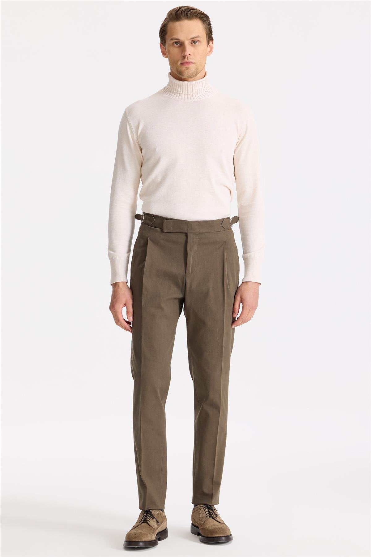 Kahverengi Tokalı Pamuk Pantolon - Image 1