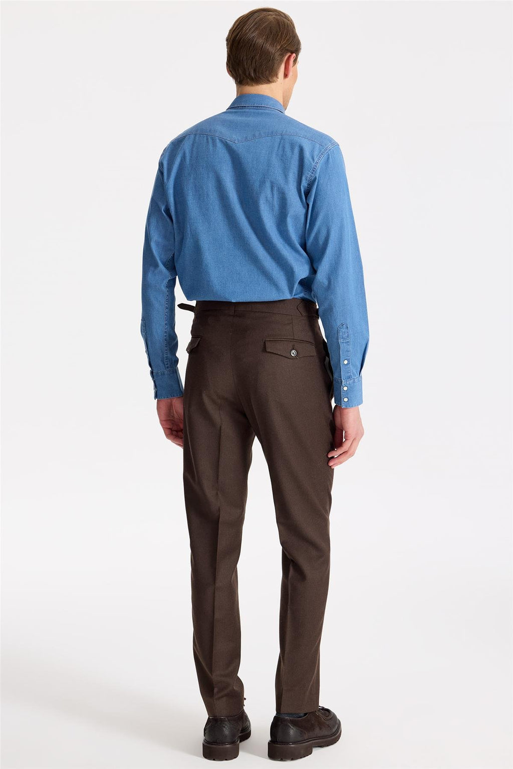 Kahverengi Tokalı Yün Flanel Pantolon - Image 4