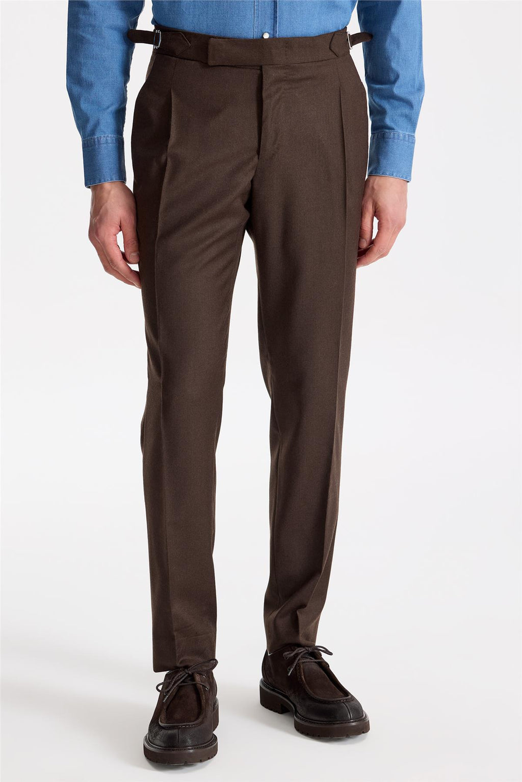 Kahverengi Tokalı Yün Flanel Pantolon - Image 3