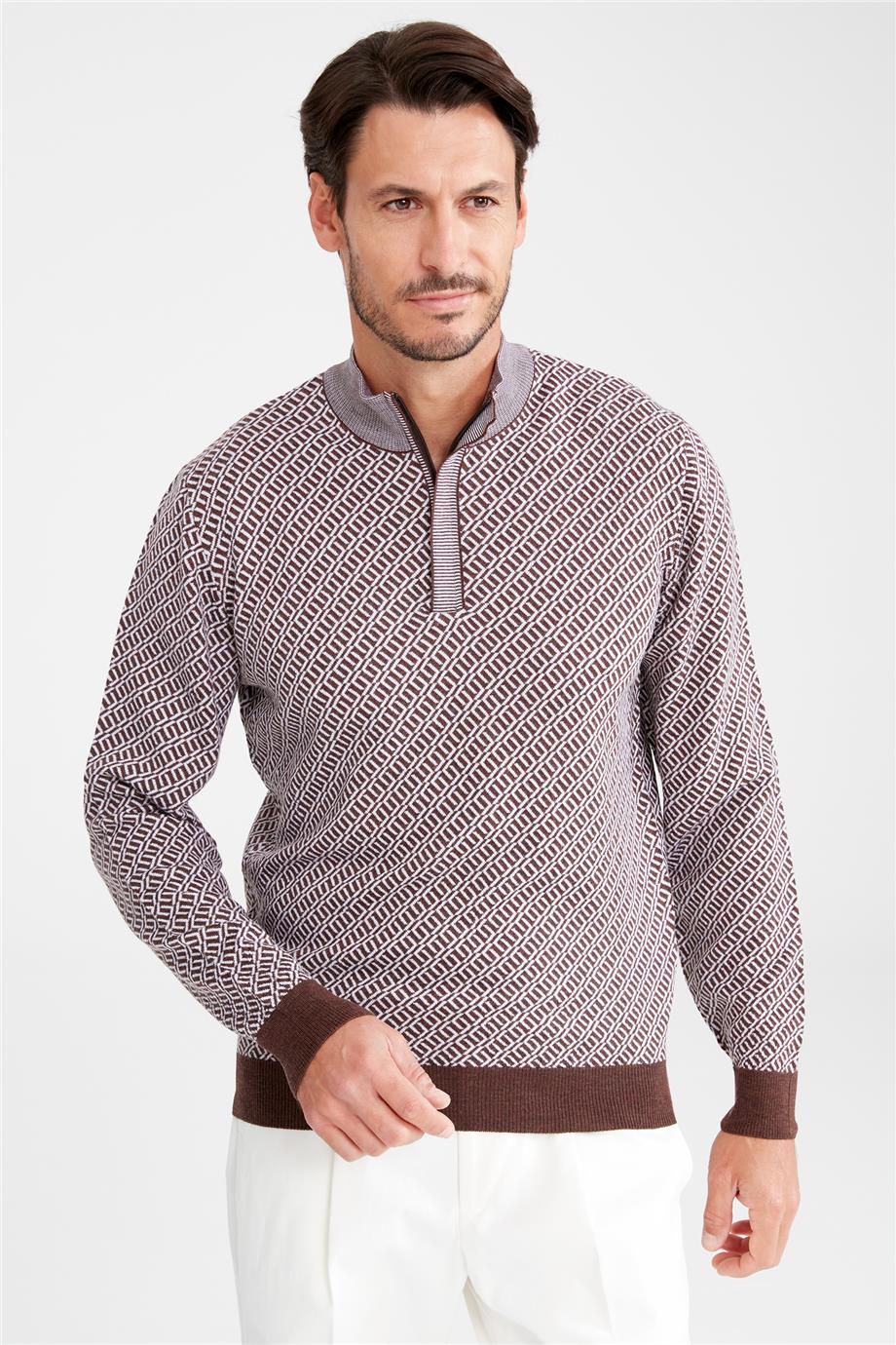 Kahverengi Trio Yaka Yün Triko - Image 2