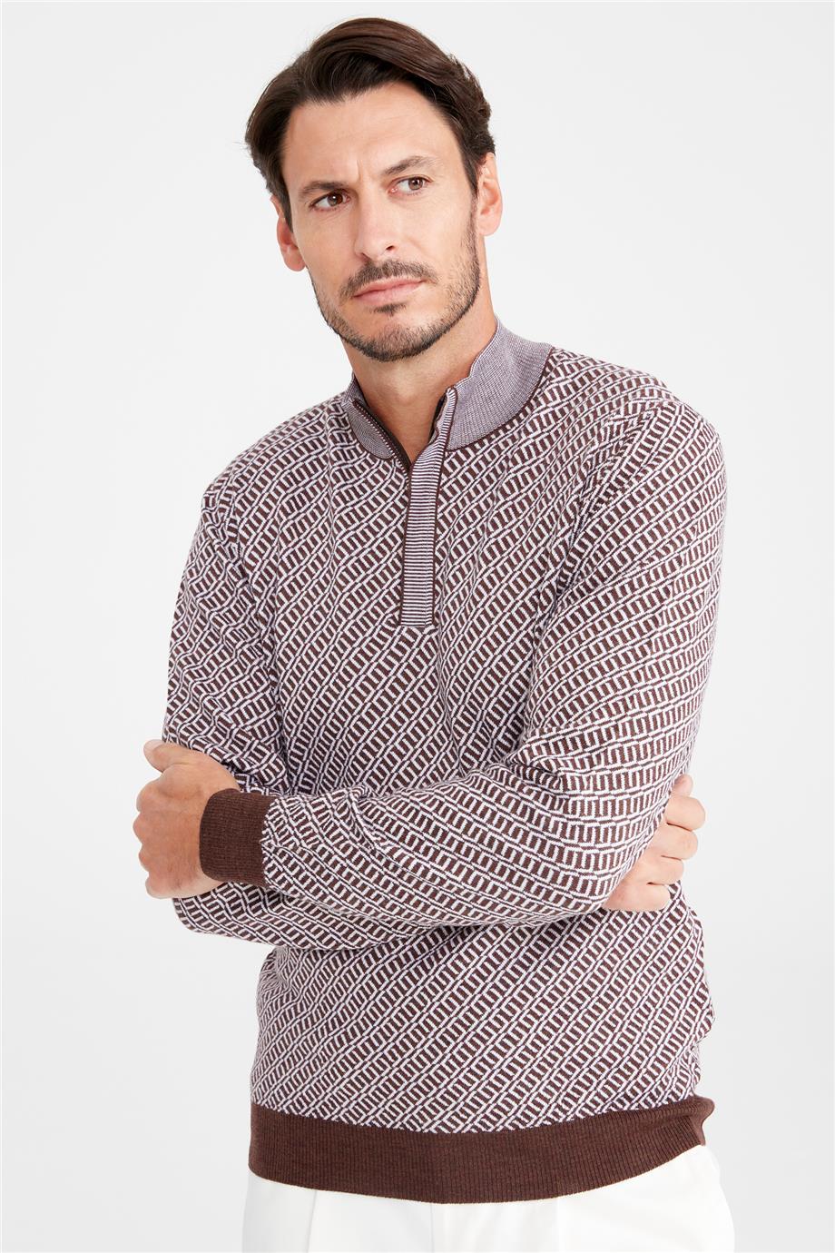 Kahverengi Trio Yaka Yün Triko - Image 4