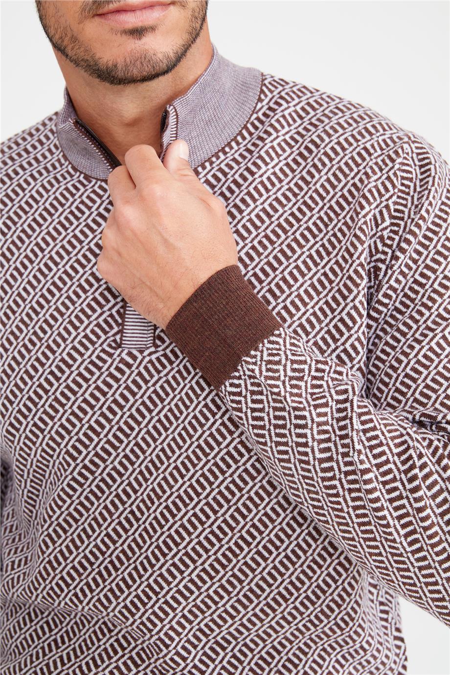 Kahverengi Trio Yaka Yün Triko - Image 3