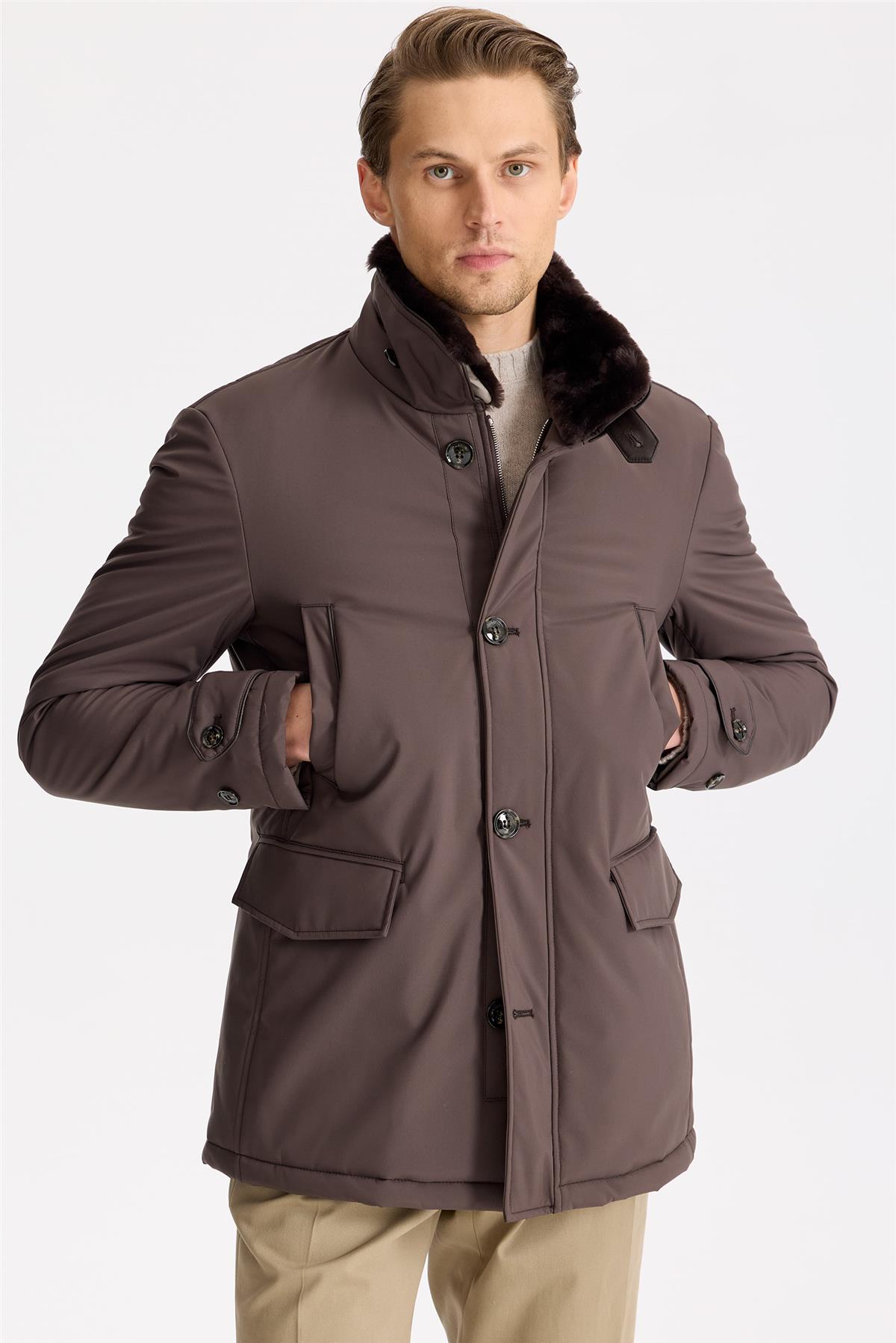 Kahverengi Yaka Kürklü Kaban - Image 4