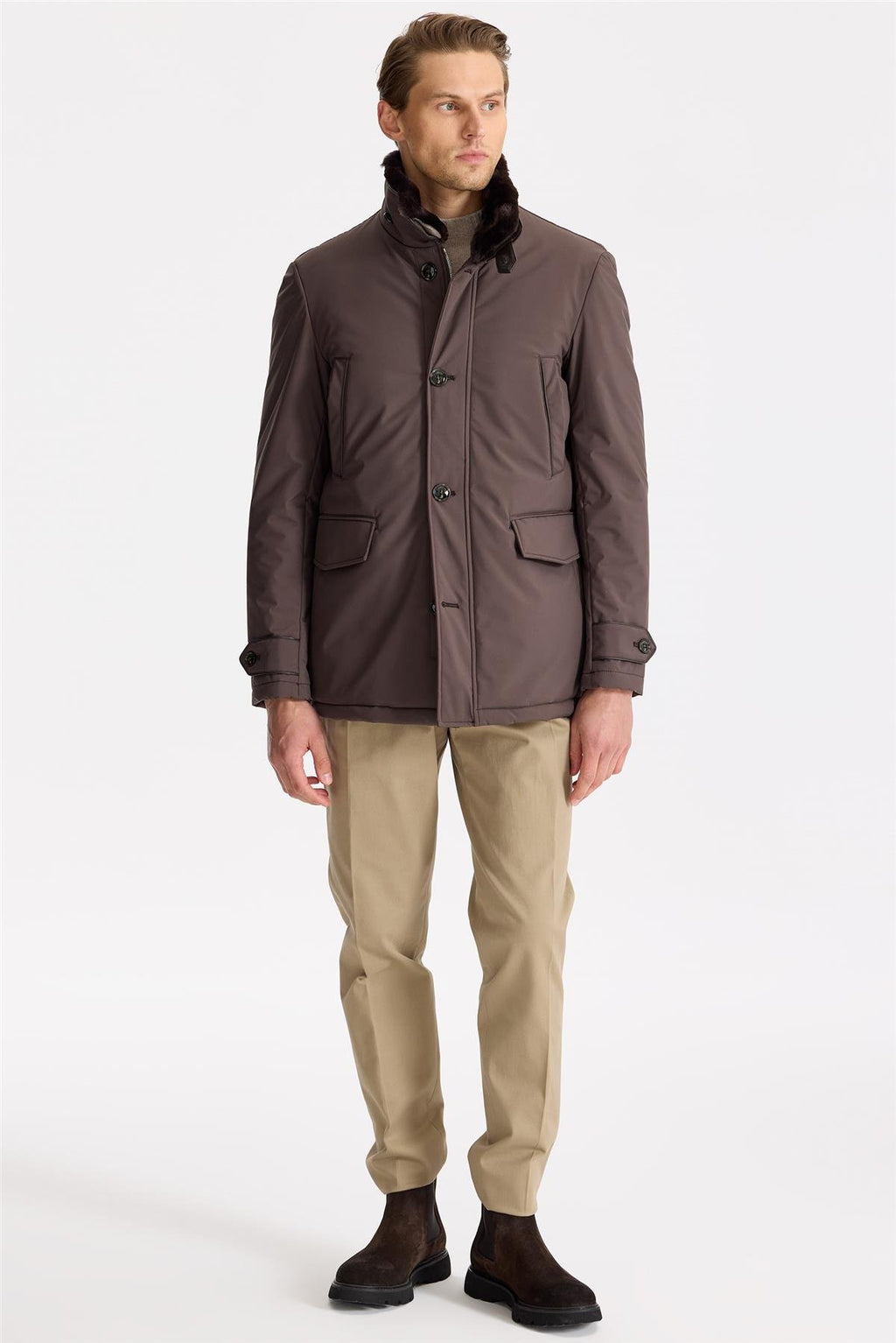 Kahverengi Yaka Kürklü Kaban - Image 2