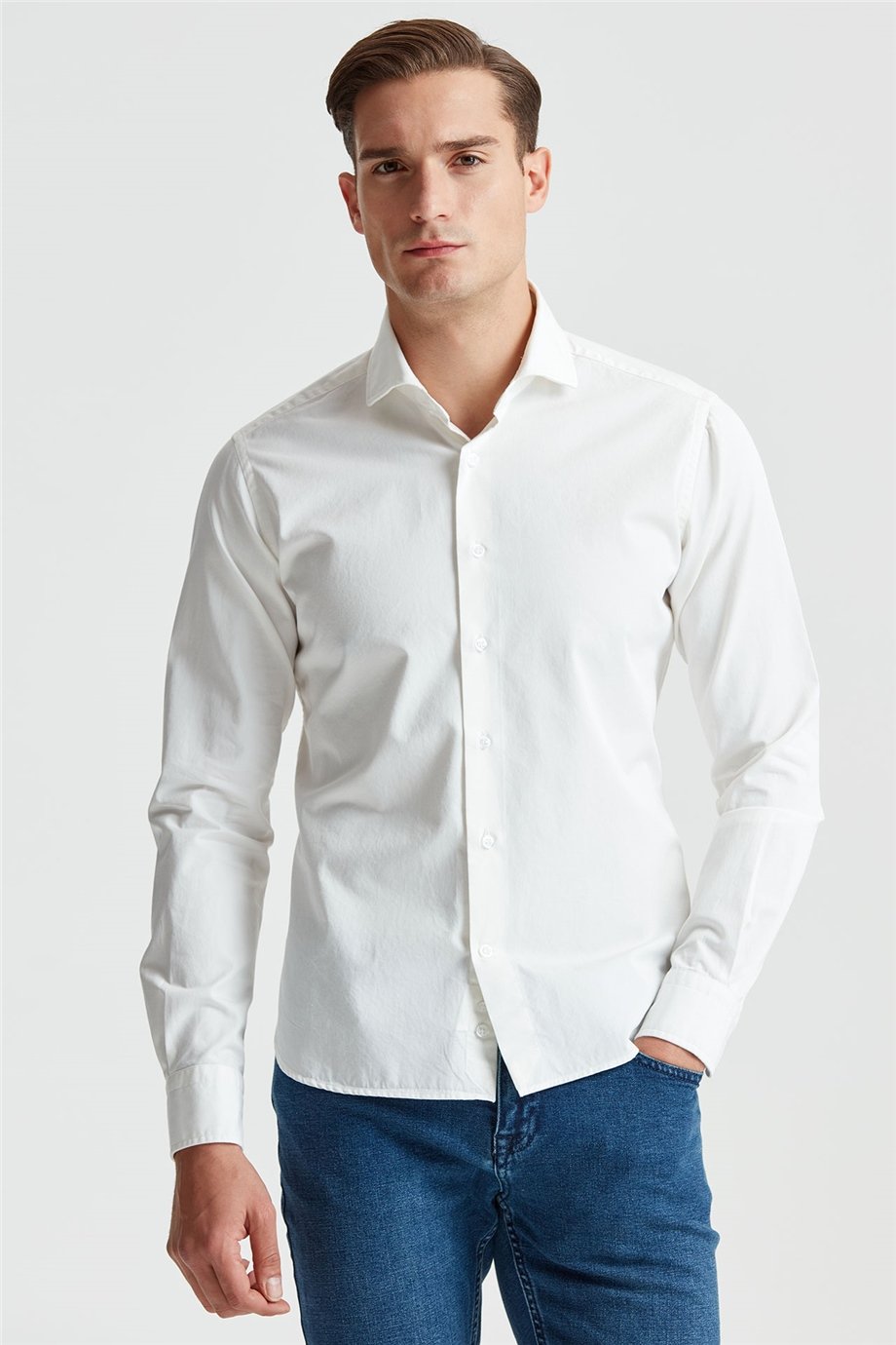 Kırık Beyaz  Denim Gömlek - Image 4