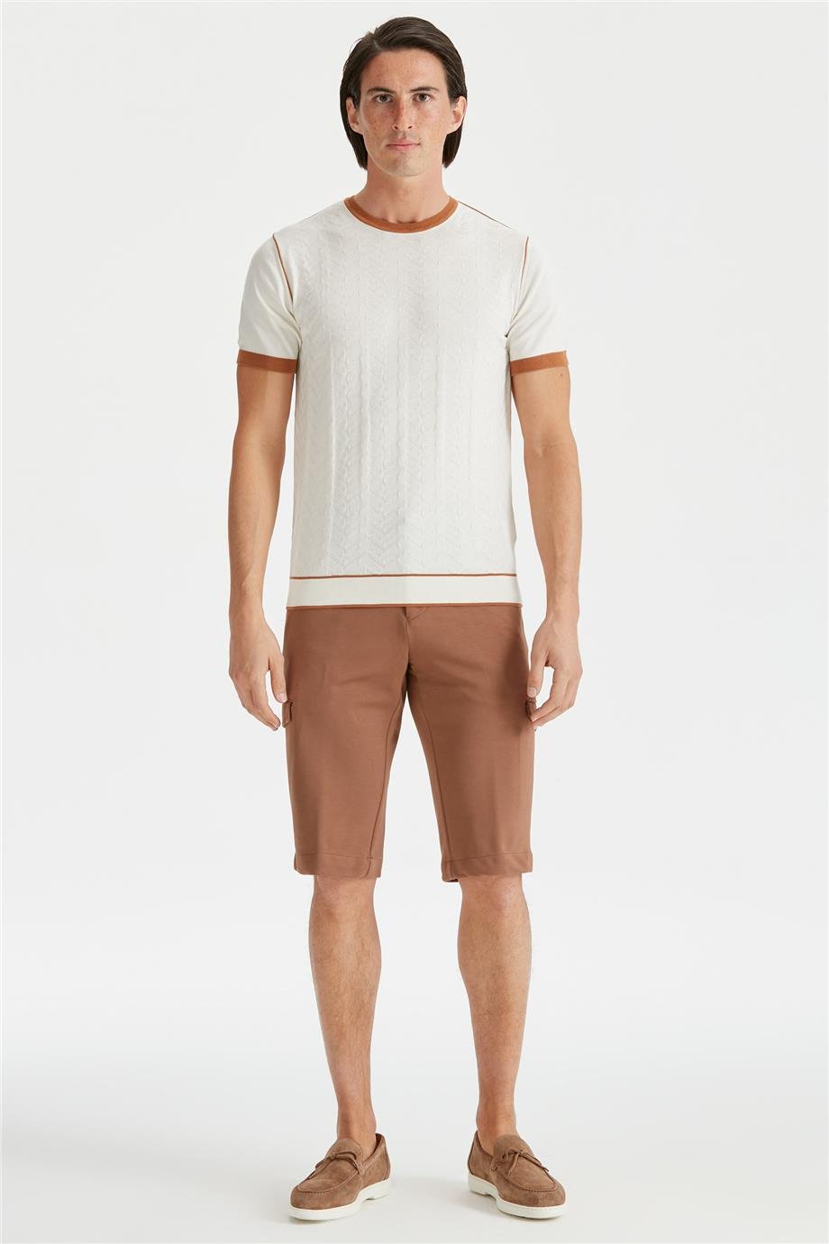 Kırık Beyaz Sıfır Yaka Pamuk Triko - Image 2