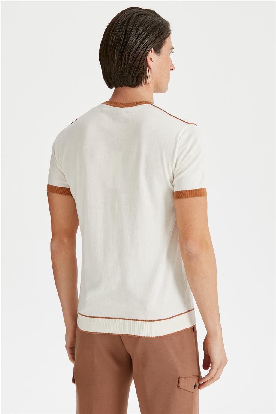 Kırık Beyaz Sıfır Yaka Pamuk Triko - Image 5