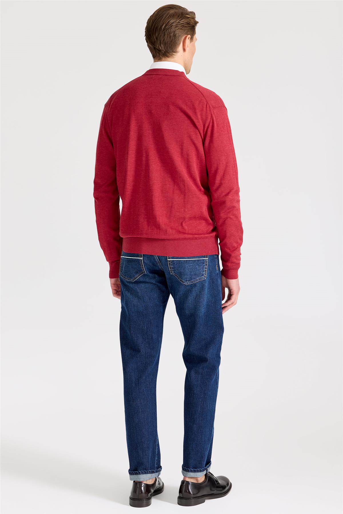 Kırmızı Pamuk İpek Hırka - Image 2