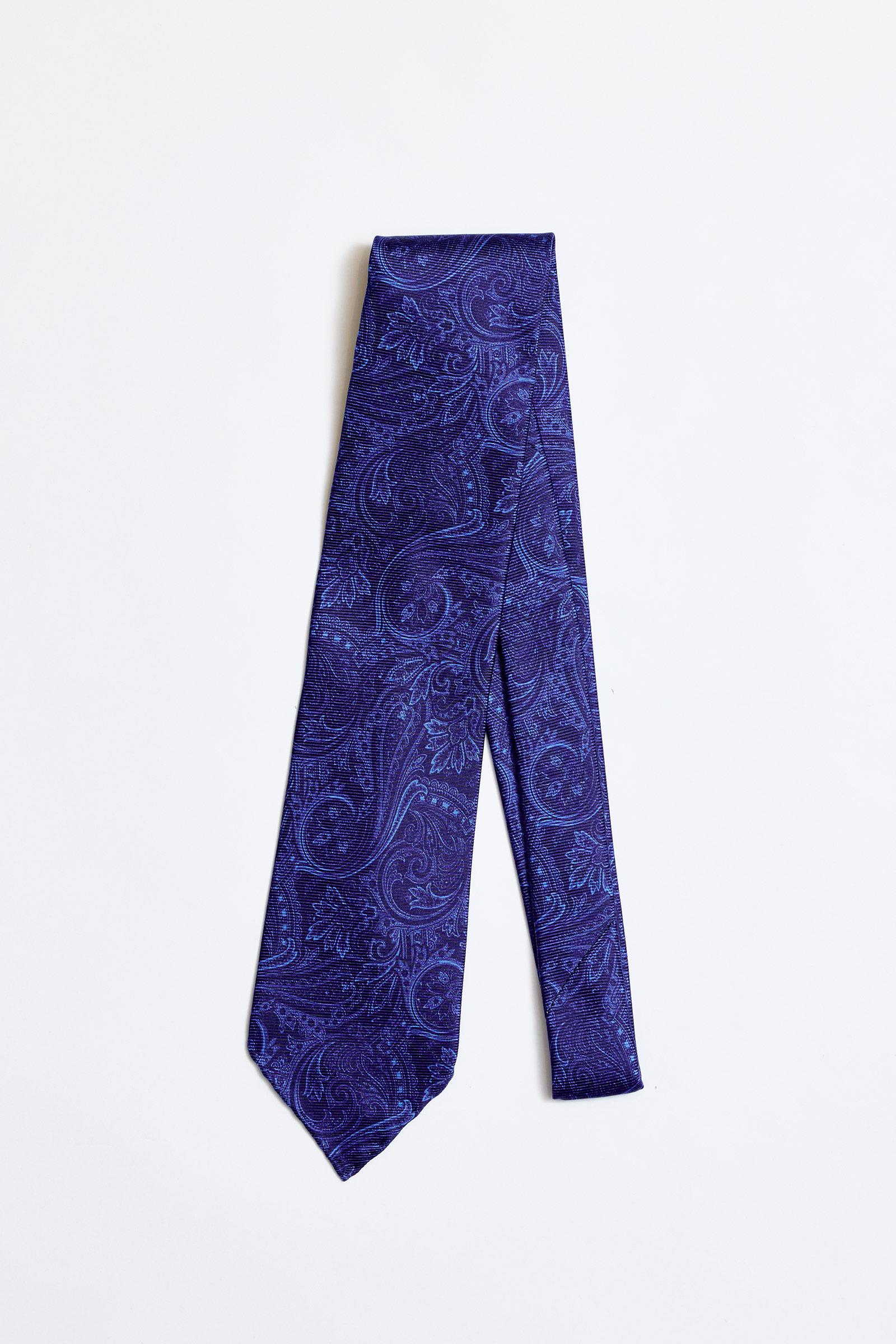 Koyu Mavi Astarsız 5 Fold İpek Kravat