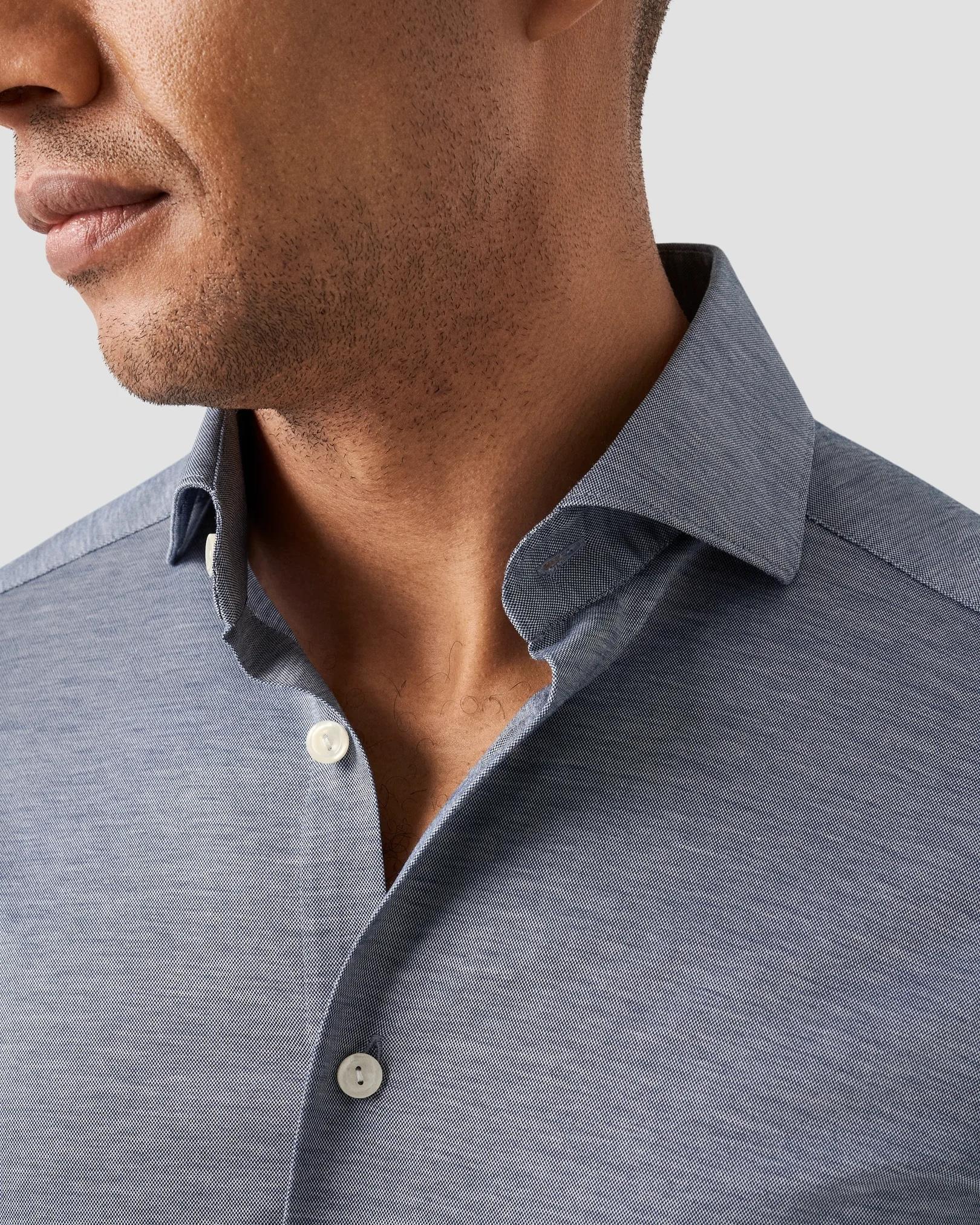 Koyu Mavi Contemporary Filo Di Scozia Gömlek - Image 3