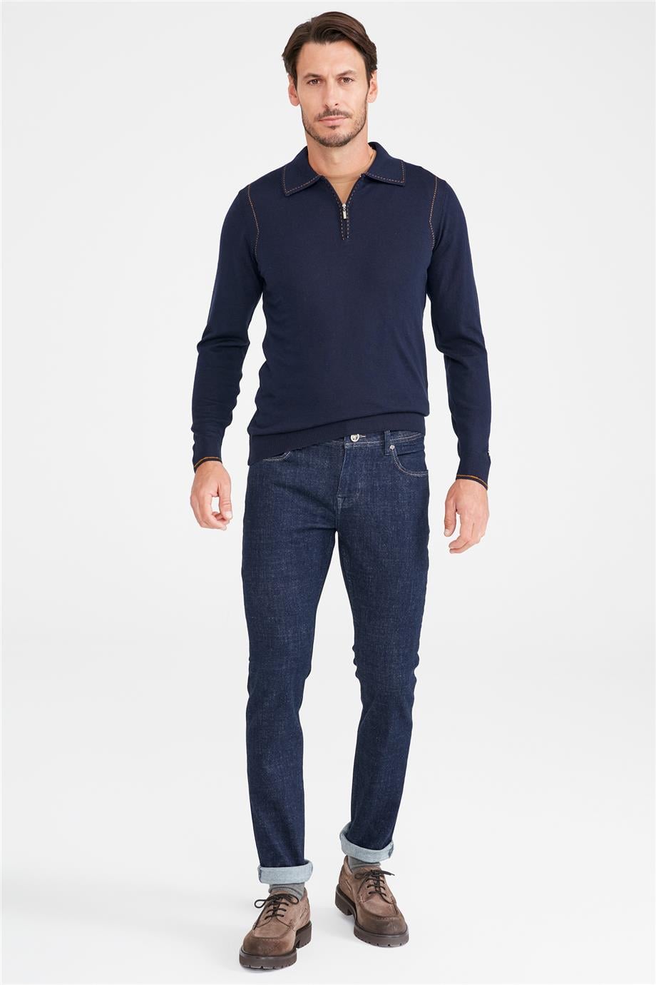 Koyu Mavi Denim Pantolon - 1