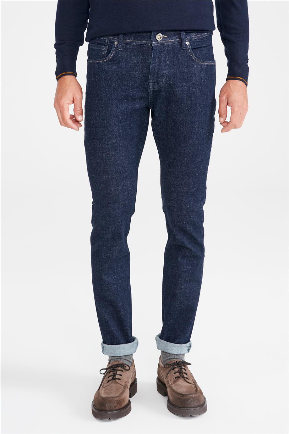 Koyu Mavi Denim Pantolon - 4