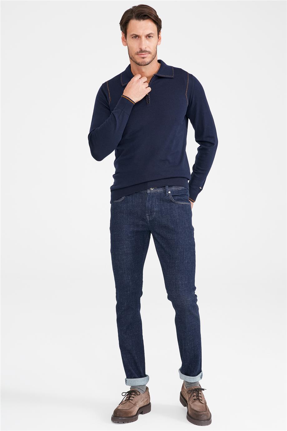 Koyu Mavi Denim Pantolon - 2