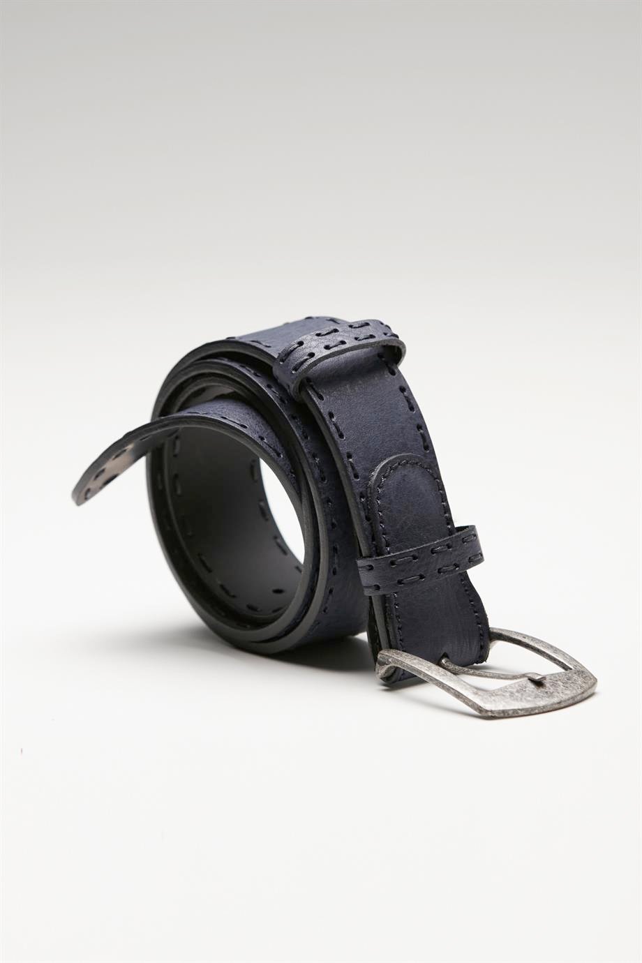 Koyu Mavi Dikişli Spor Erkek Kemer - Image 1