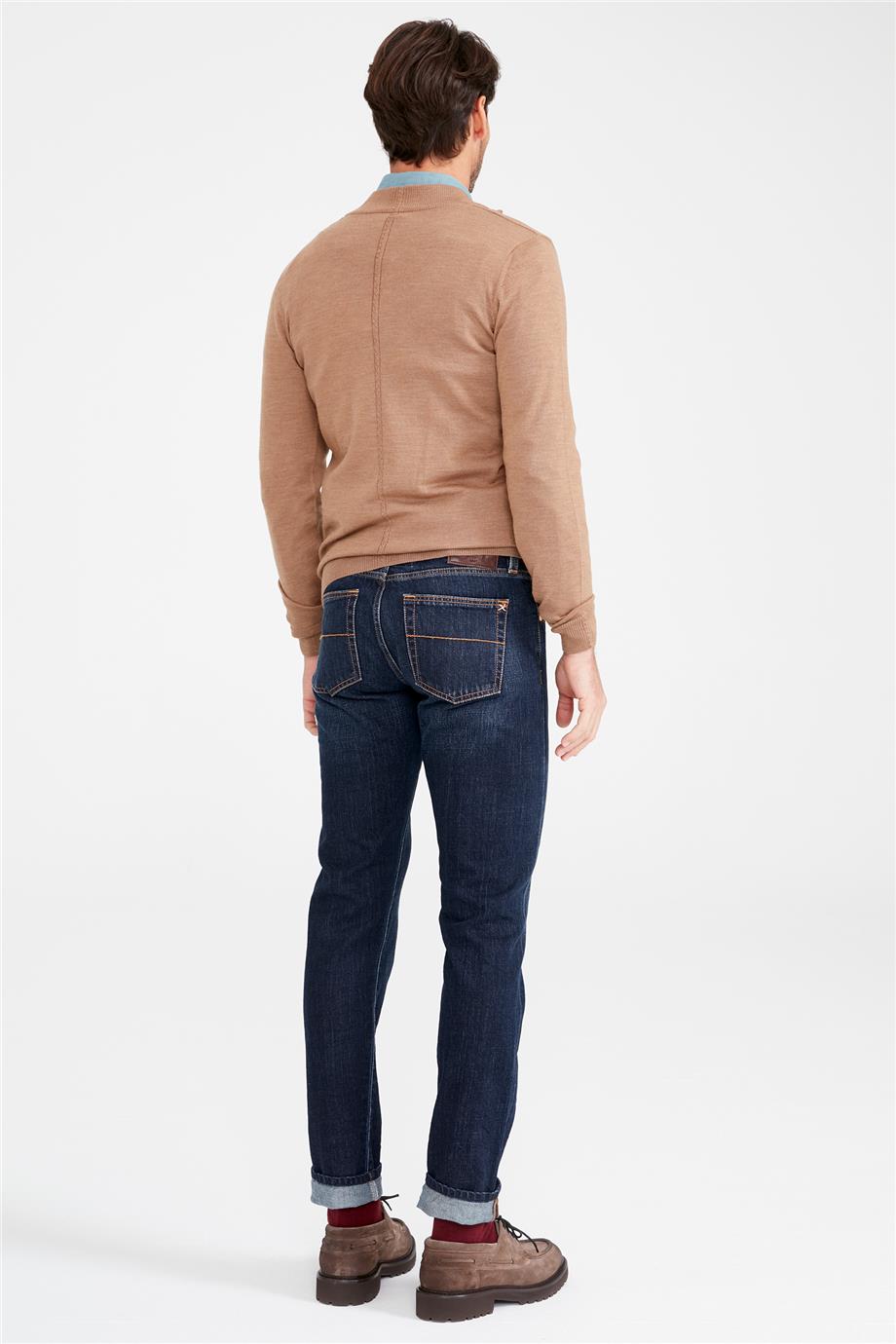 Koyu Mavi Vintage Denim Pantolon - 7