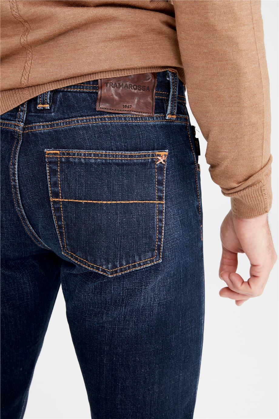 Koyu Mavi Vintage Denim Pantolon - Image 3