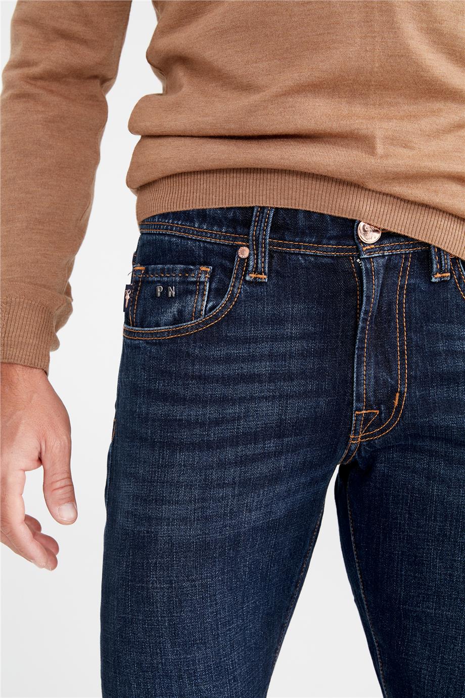 Koyu Mavi Vintage Denim Pantolon - Image 2