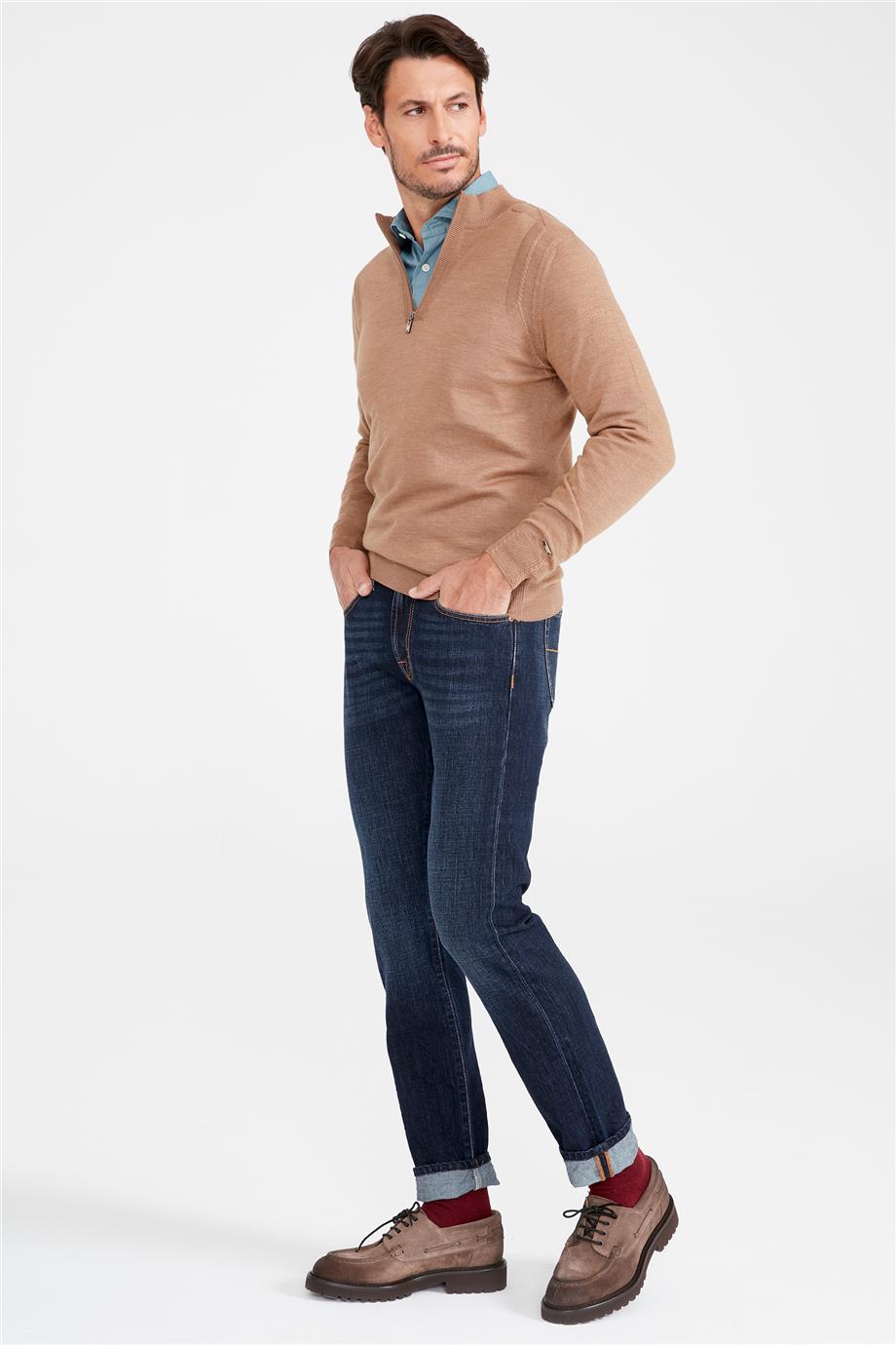 Koyu Mavi Vintage Denim Pantolon - 6
