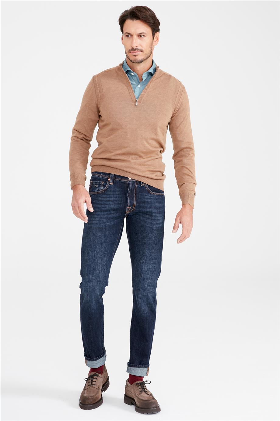 Koyu Mavi Vintage Denim Pantolon - 1