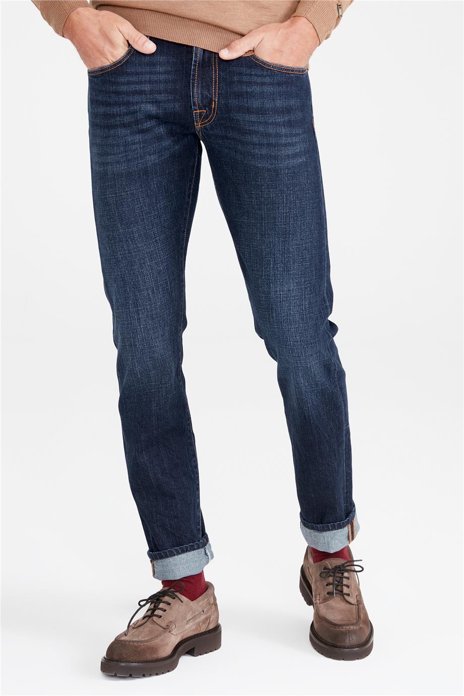 Koyu Mavi Vintage Denim Pantolon - Image 4