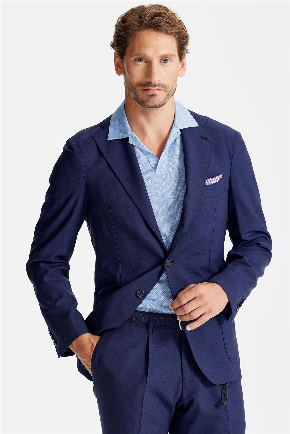 Koyu Mavi Yün Takım Elbise - Image 4