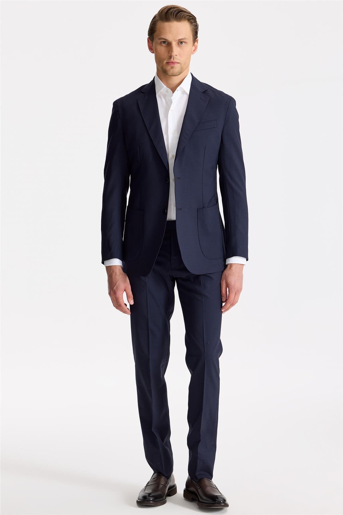 Lacivert Astarsız Yün Takım Elbise - Image 2