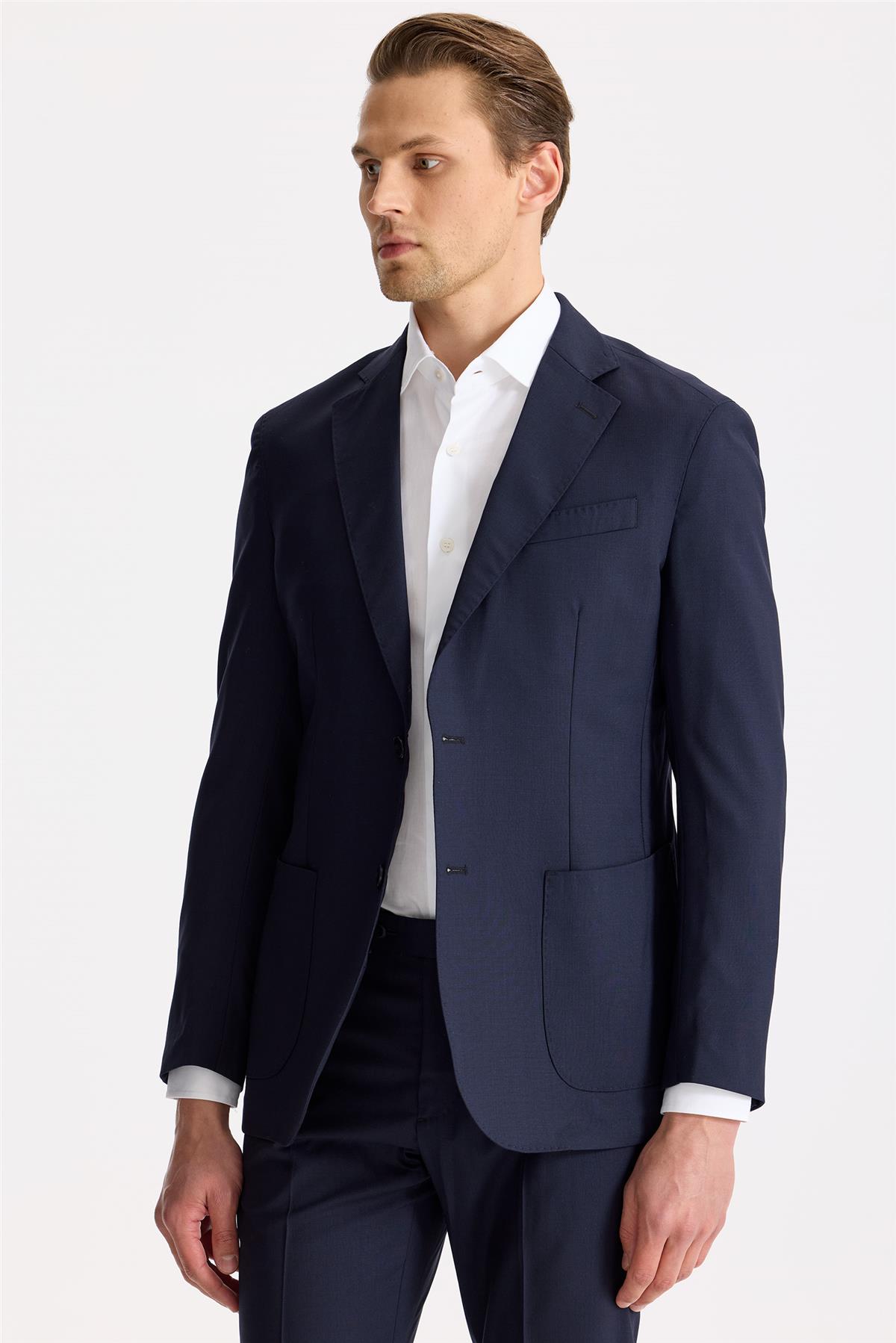 Lacivert Astarsız Yün Takım Elbise - Image 3