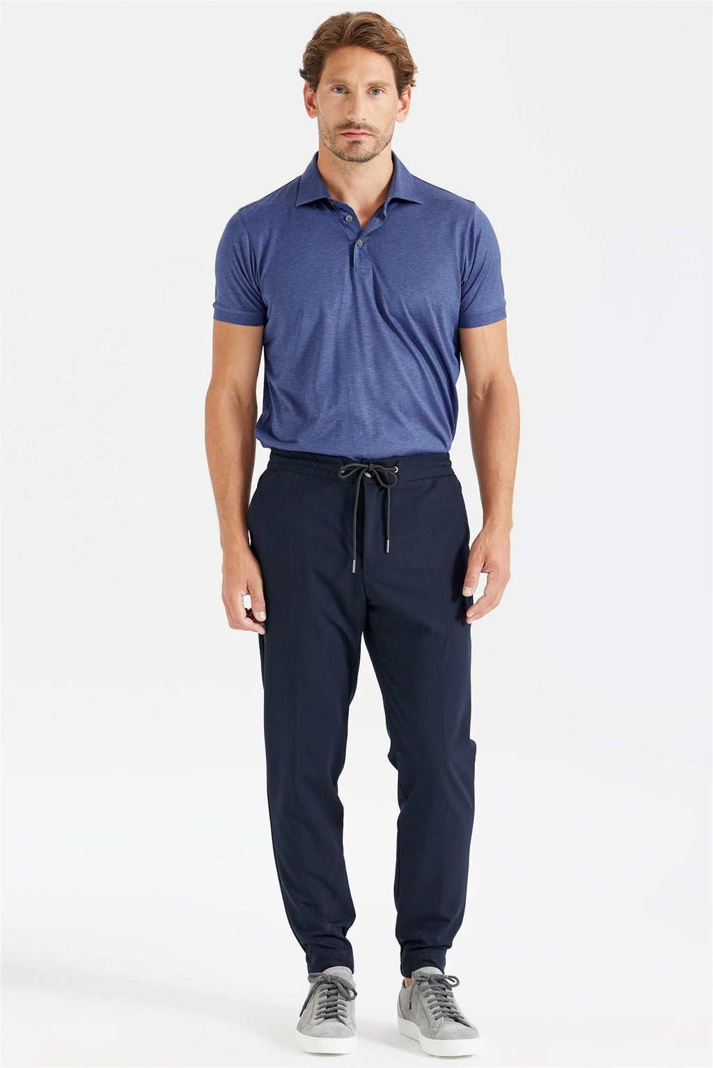 Lacivert Bağcıklı Jogger Teknik Pantolon - Image 1