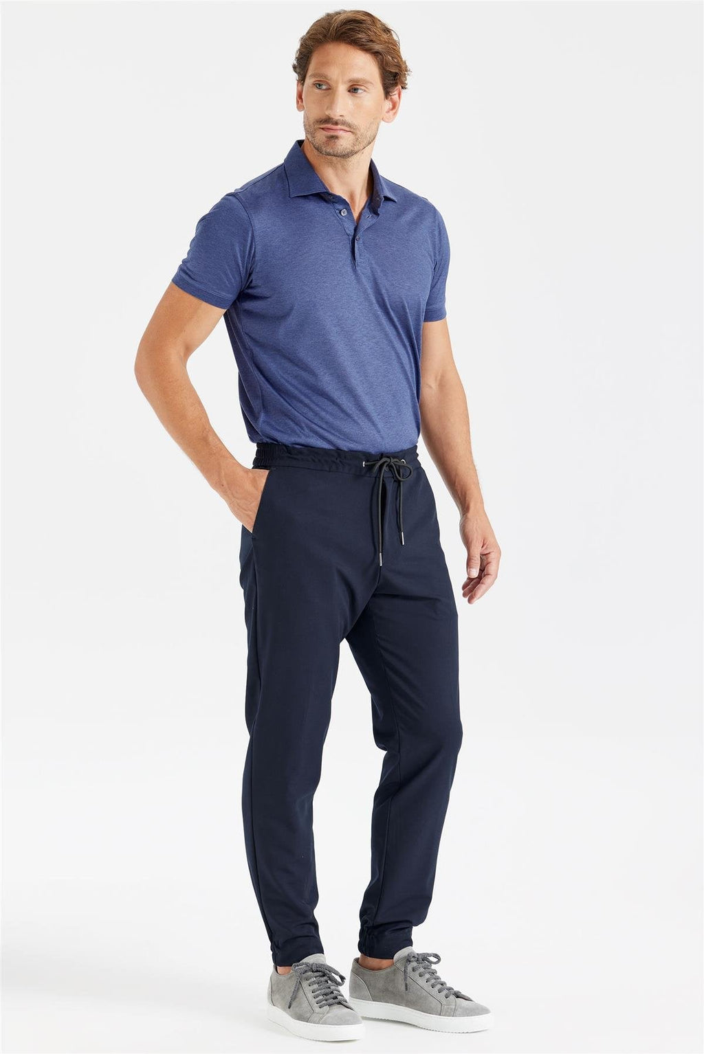 Lacivert Bağcıklı Jogger Teknik Pantolon - Image 3
