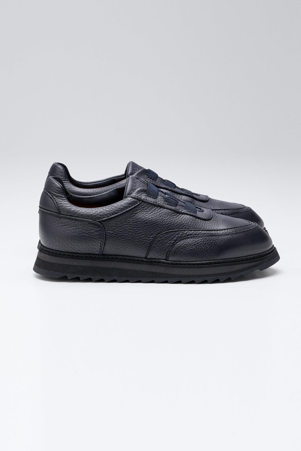 Lacivert Bağcıksız Deri Sneaker - Image 1