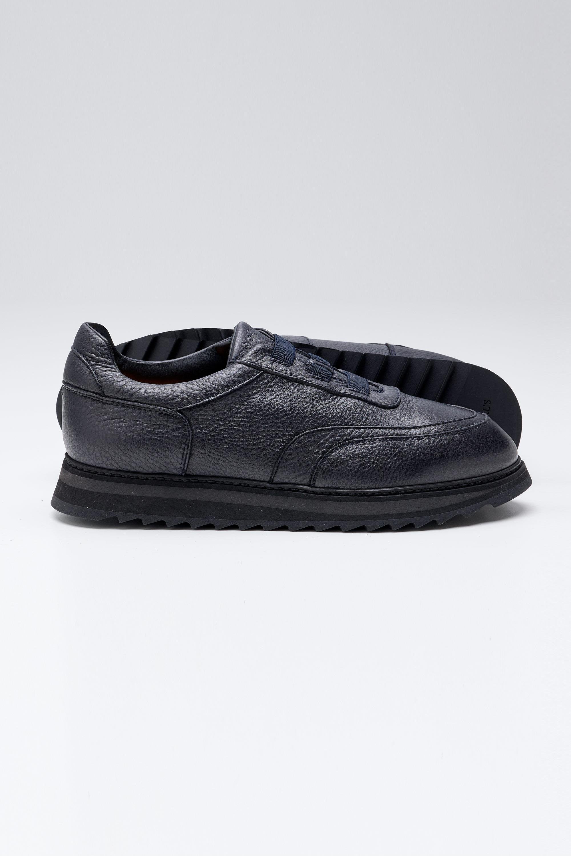 Lacivert Bağcıksız Deri Sneaker - Image 2