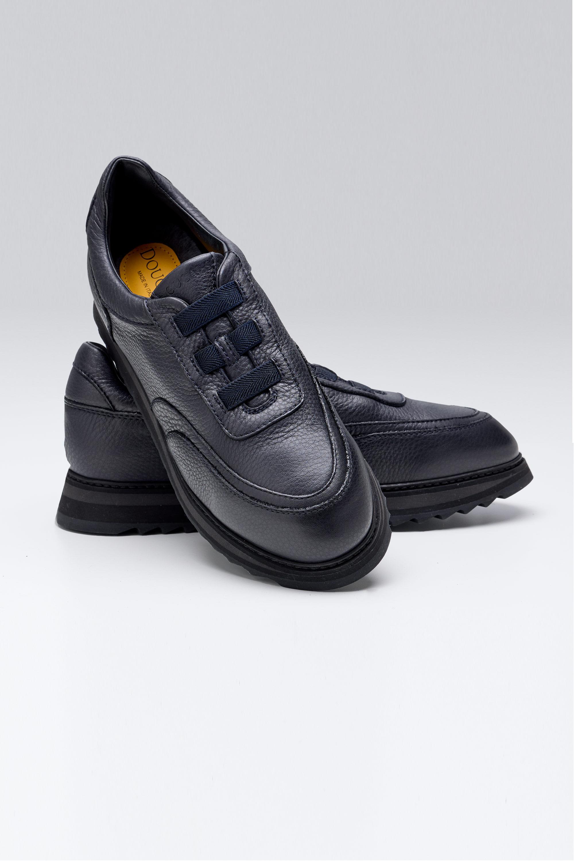 Lacivert Bağcıksız Deri Sneaker - Image 5