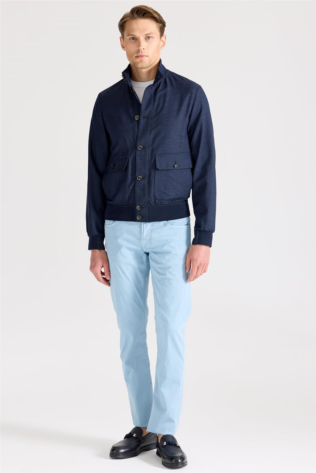 Lacivert Baharlık Bomber Yün Mont - 3