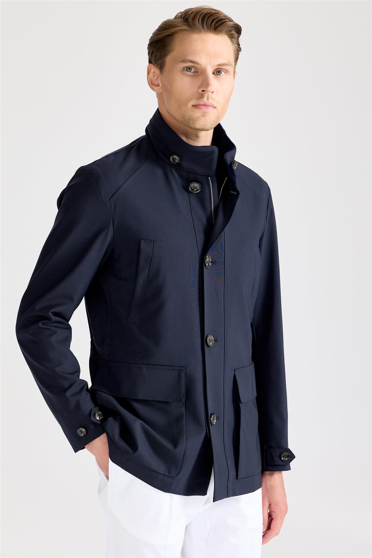 Lacivert Baharlık Yün Mont - Image 2